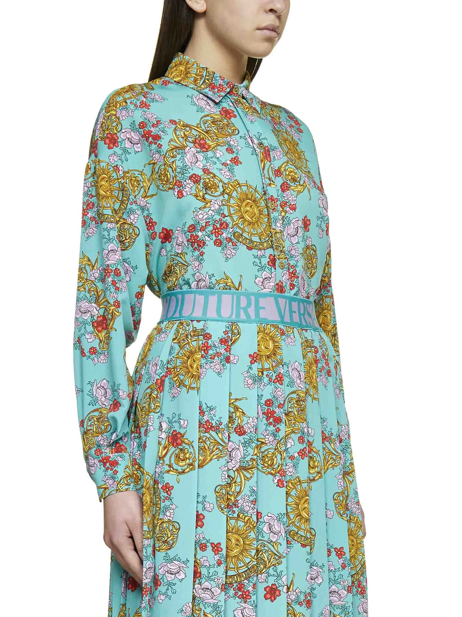 Versace Jeans Couture Floral Printed Long-Sleeved Shirt