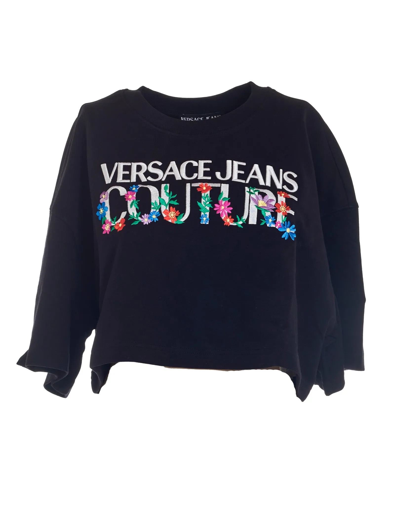 Versace Jeans Couture Logo Printed Cropped T-Shirt