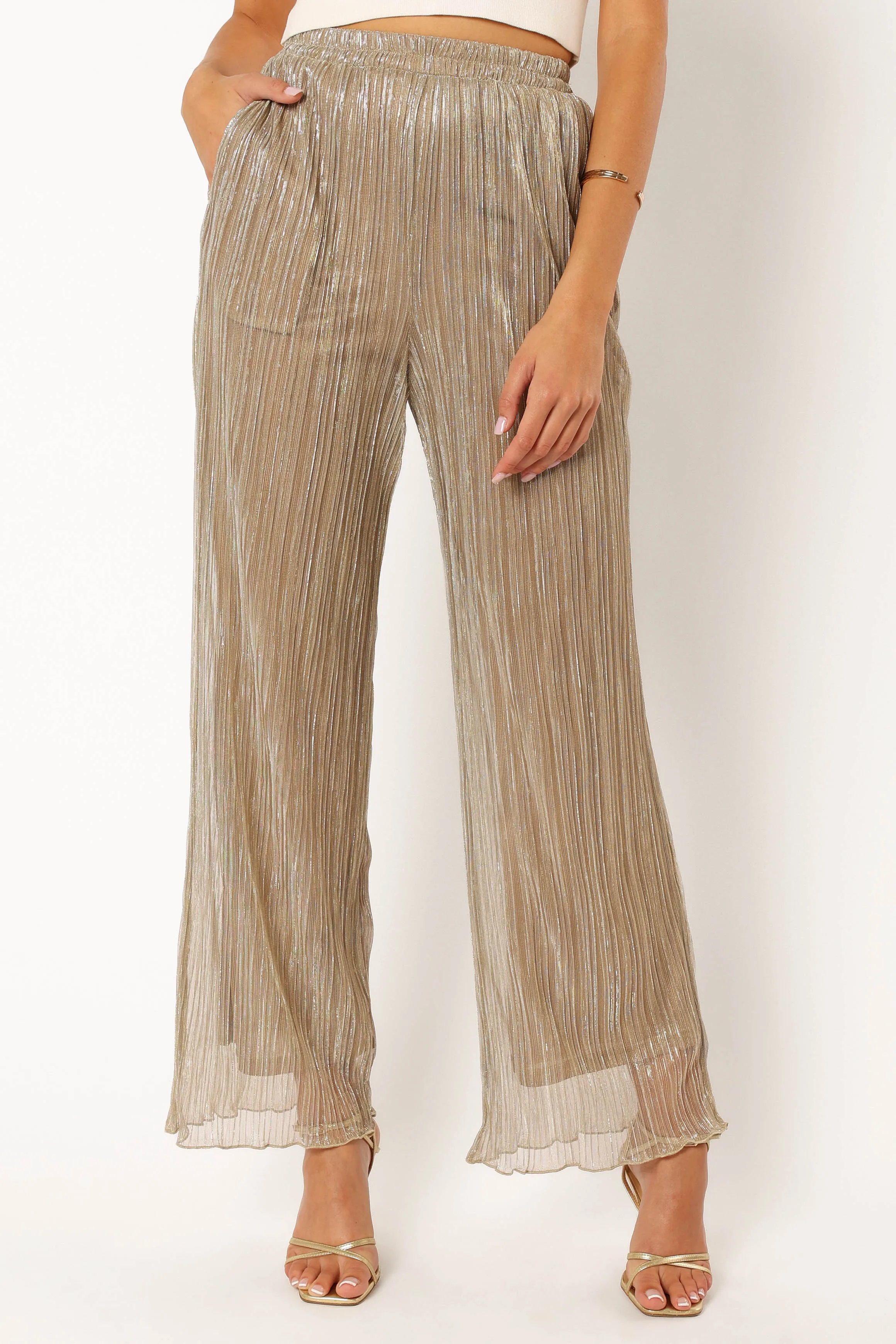 Walker Plisse Pants - Silver