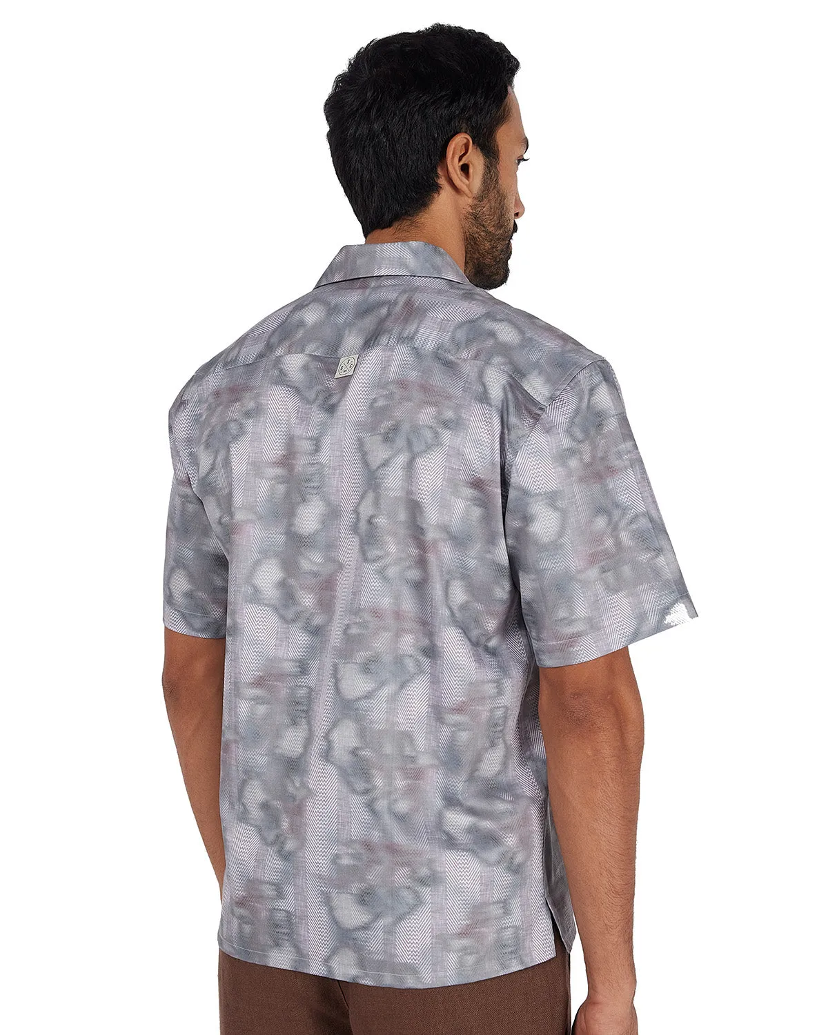 White & Grey Blurry Printed Shirt