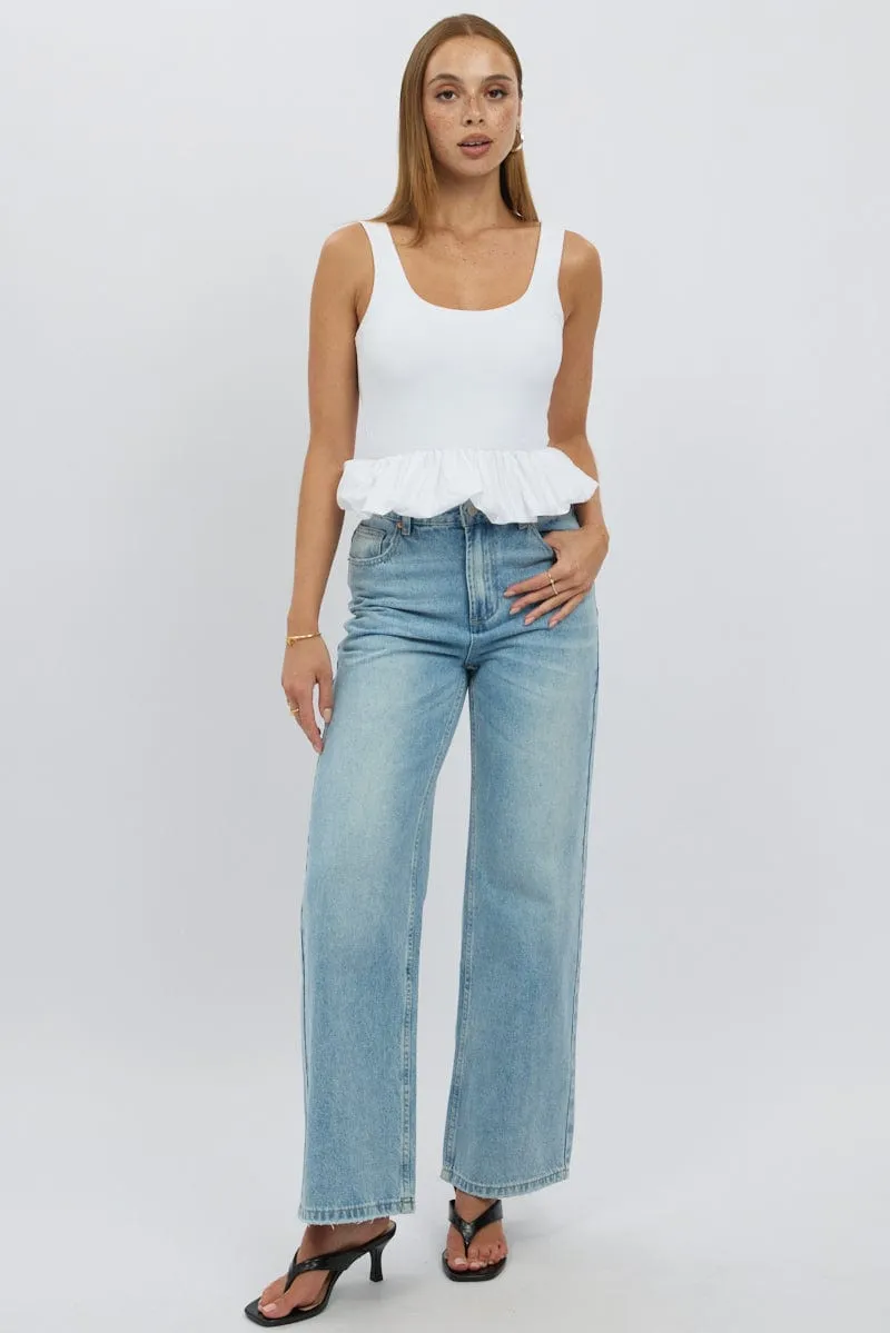 White Bubble Top Sleeveless