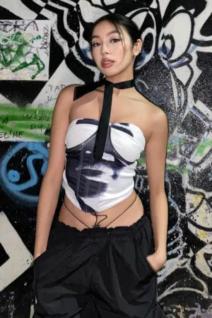 White Graphic Corset Top Sweetheart