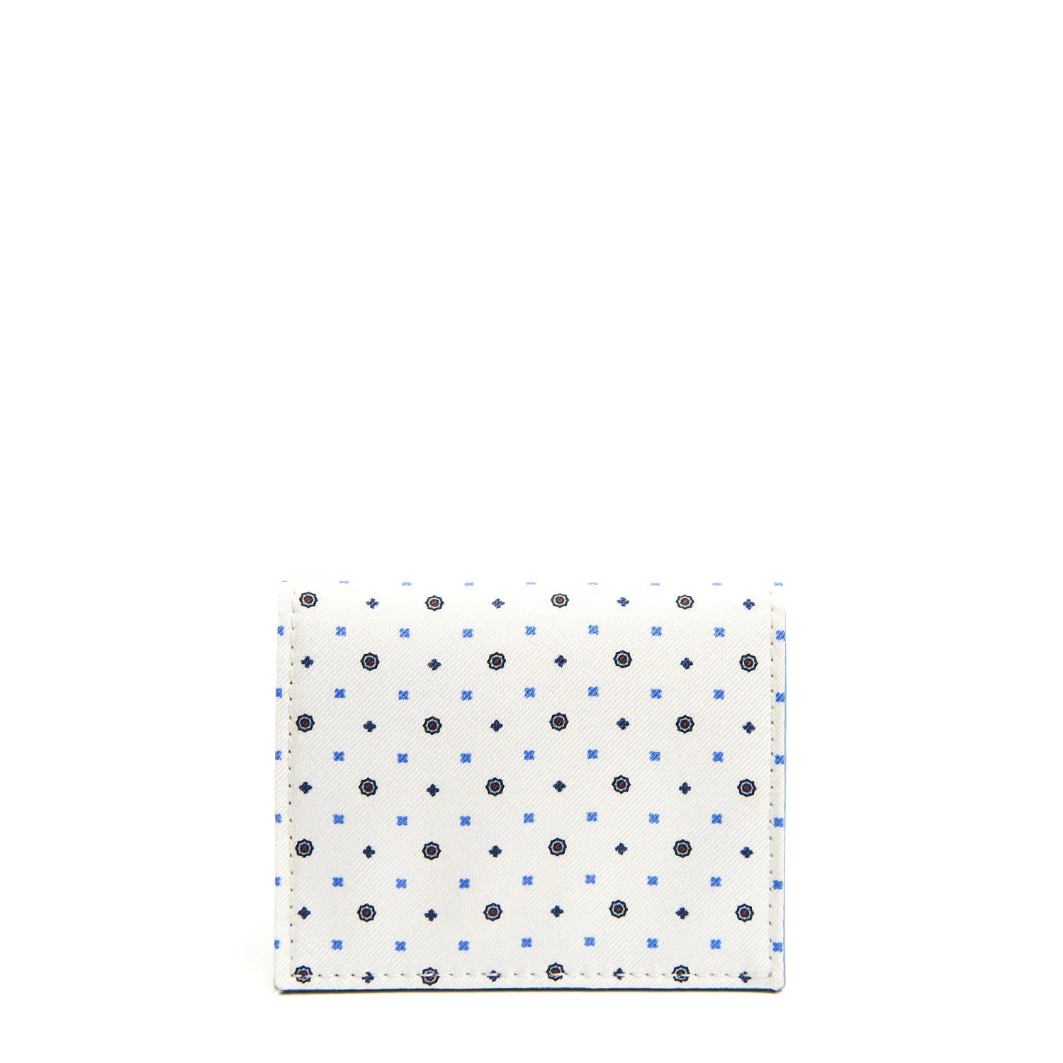 WHITE SILK AND LEATHER FOLDING CARD HOLDER