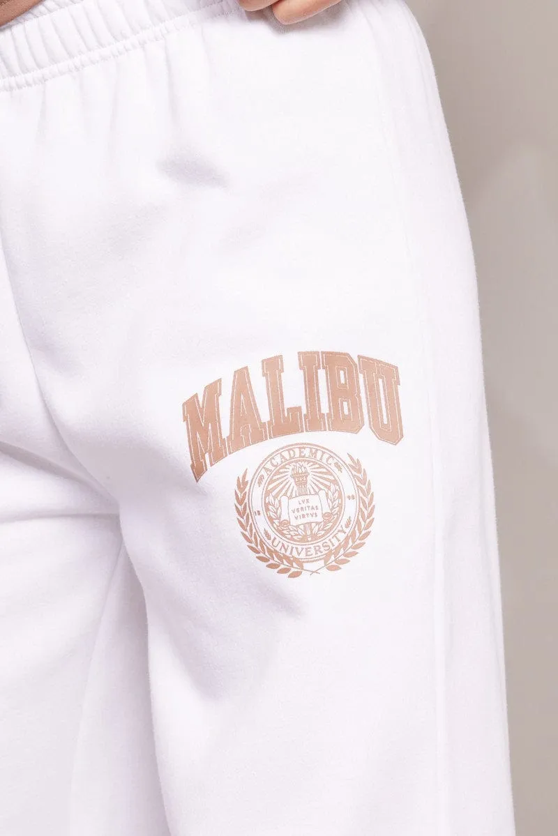 White Track Pants Wide Leg