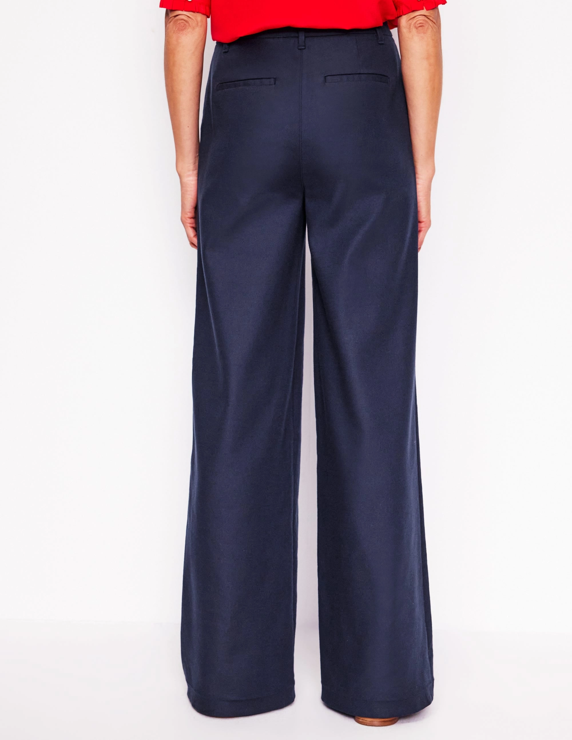 Wide Flare Trousers-Navy