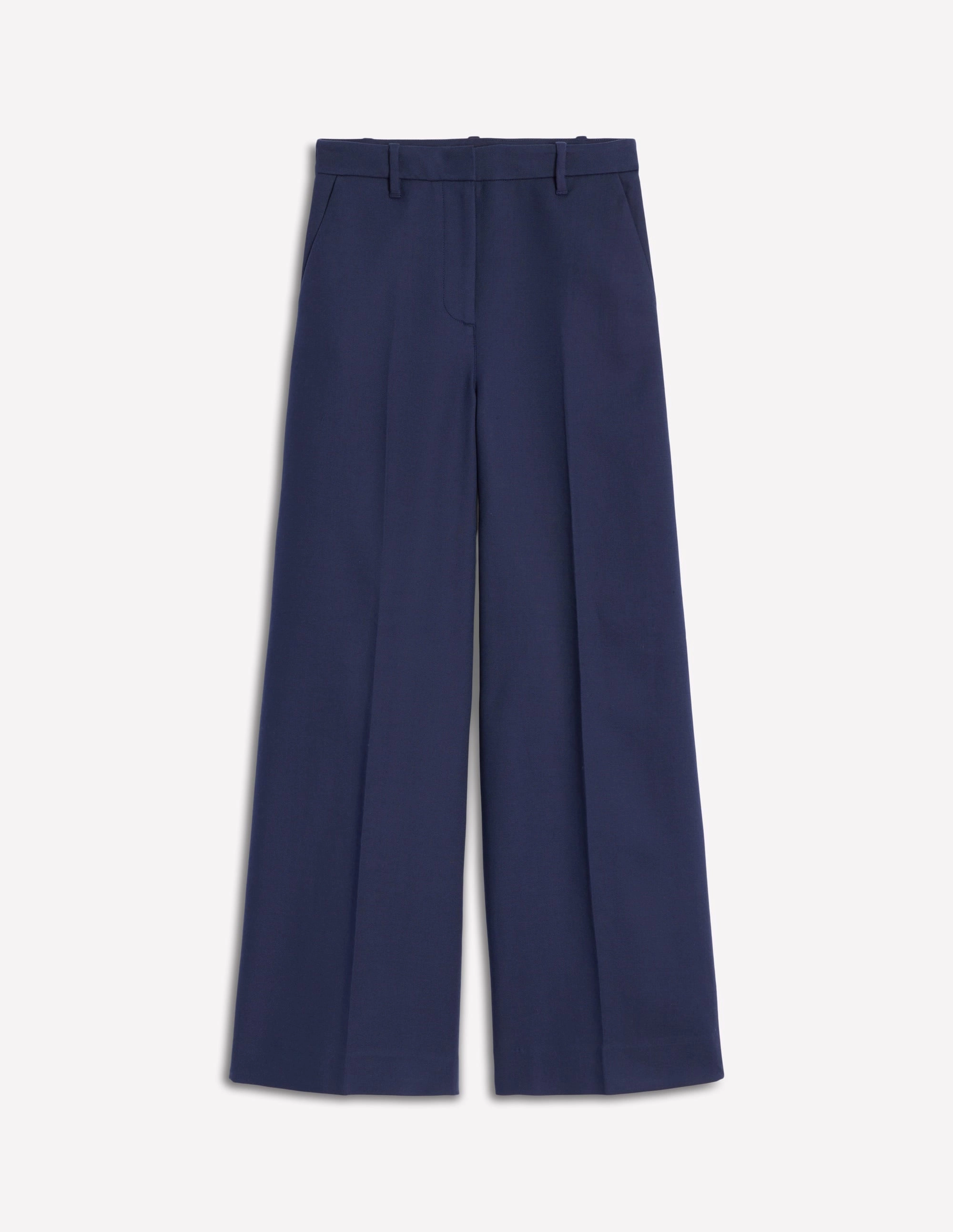 Wide Flare Trousers-Navy