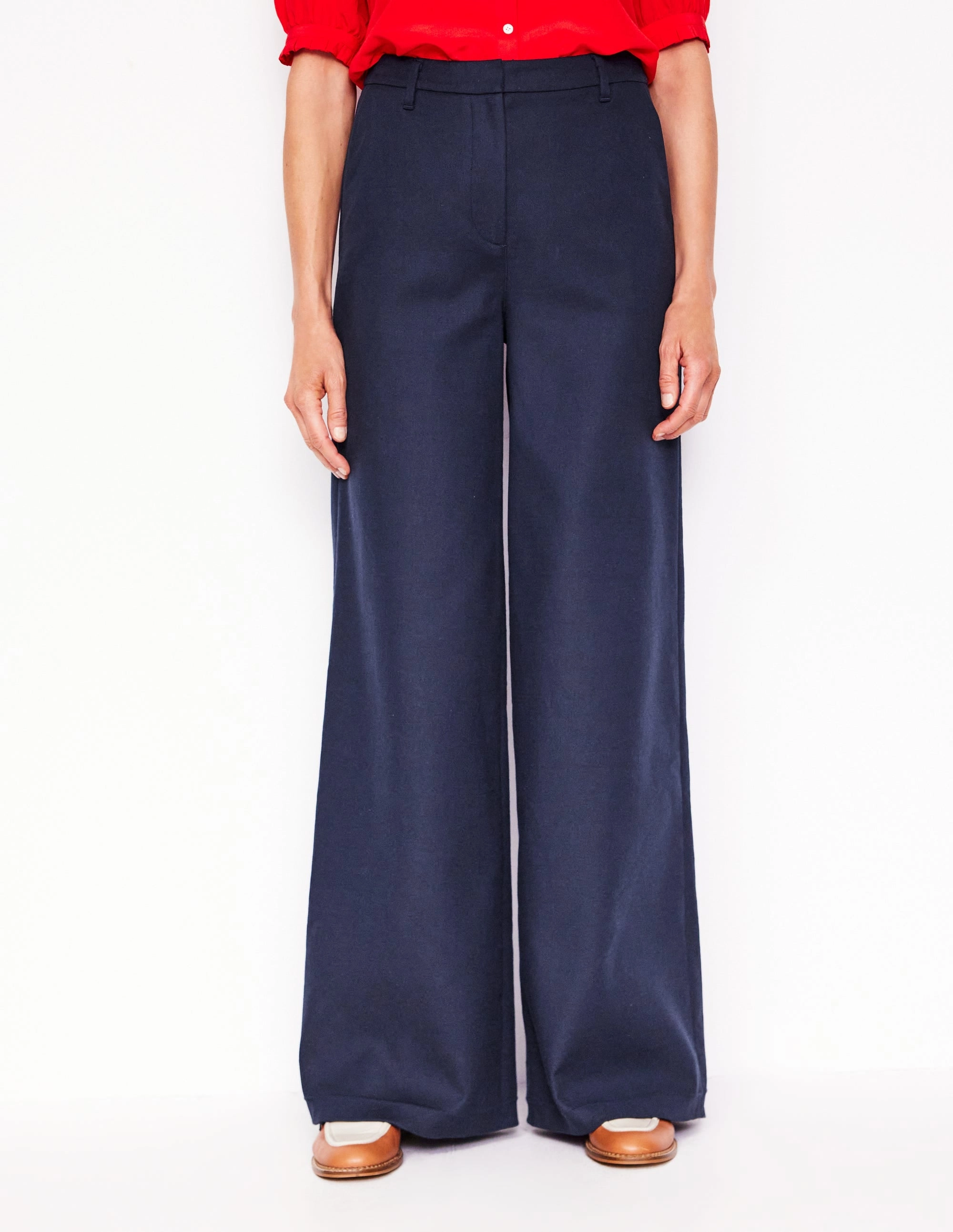 Wide Flare Trousers-Navy