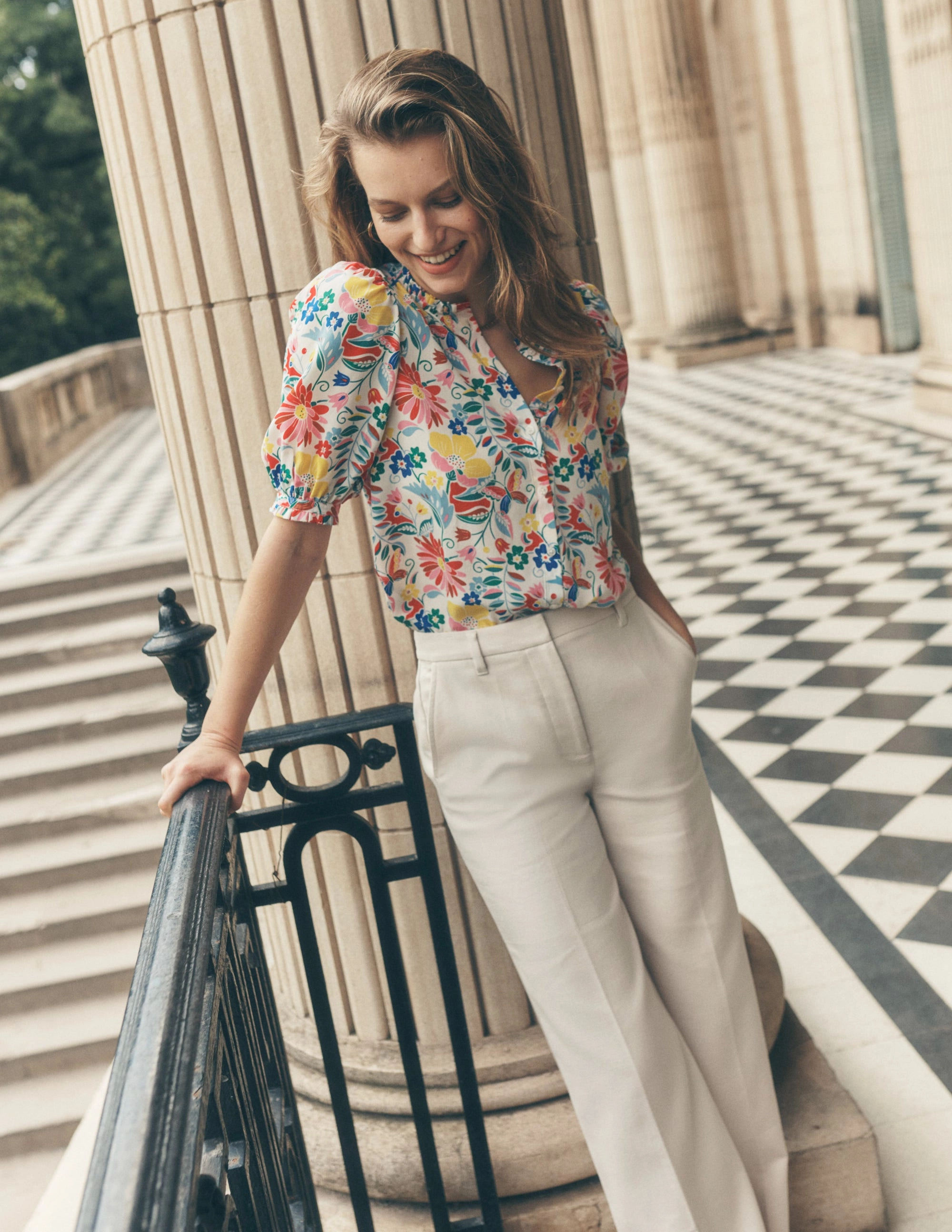 Wide Flare Trousers-Sandpiper Beige