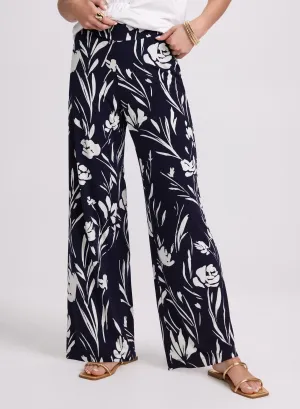 Wide-Leg Floral Print Pants