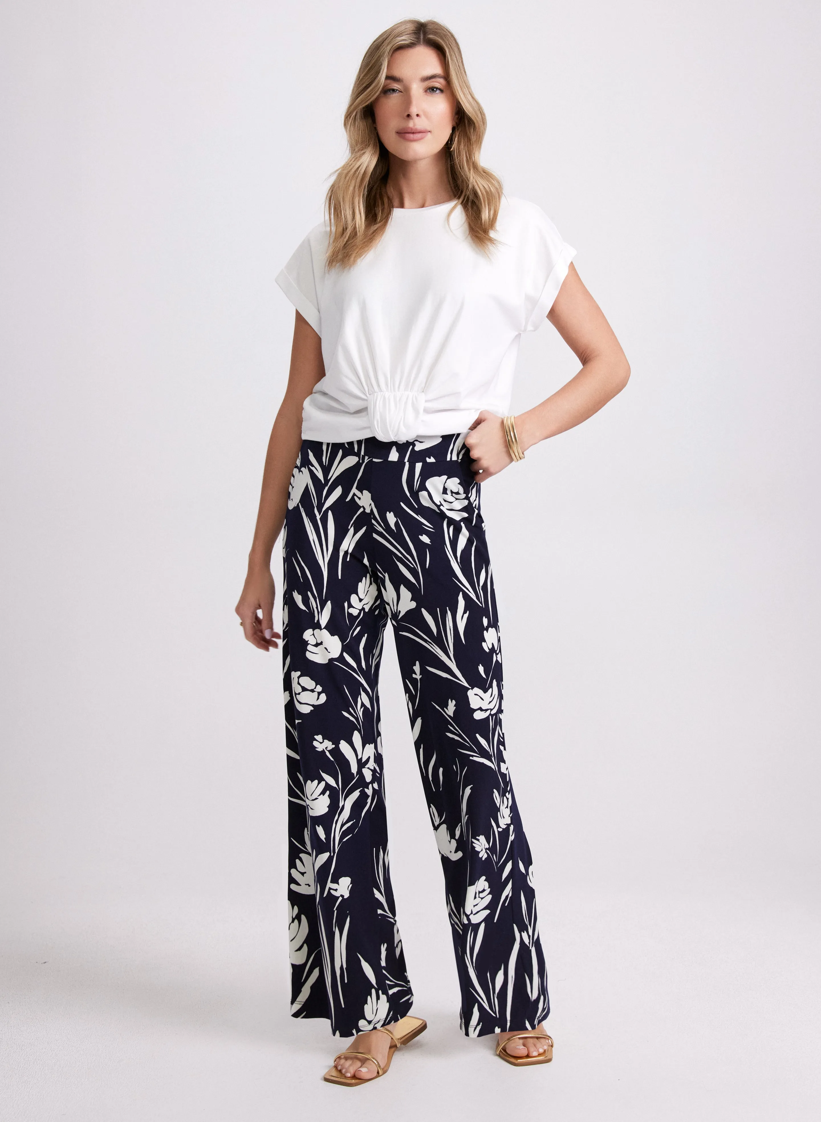 Wide-Leg Floral Print Pants