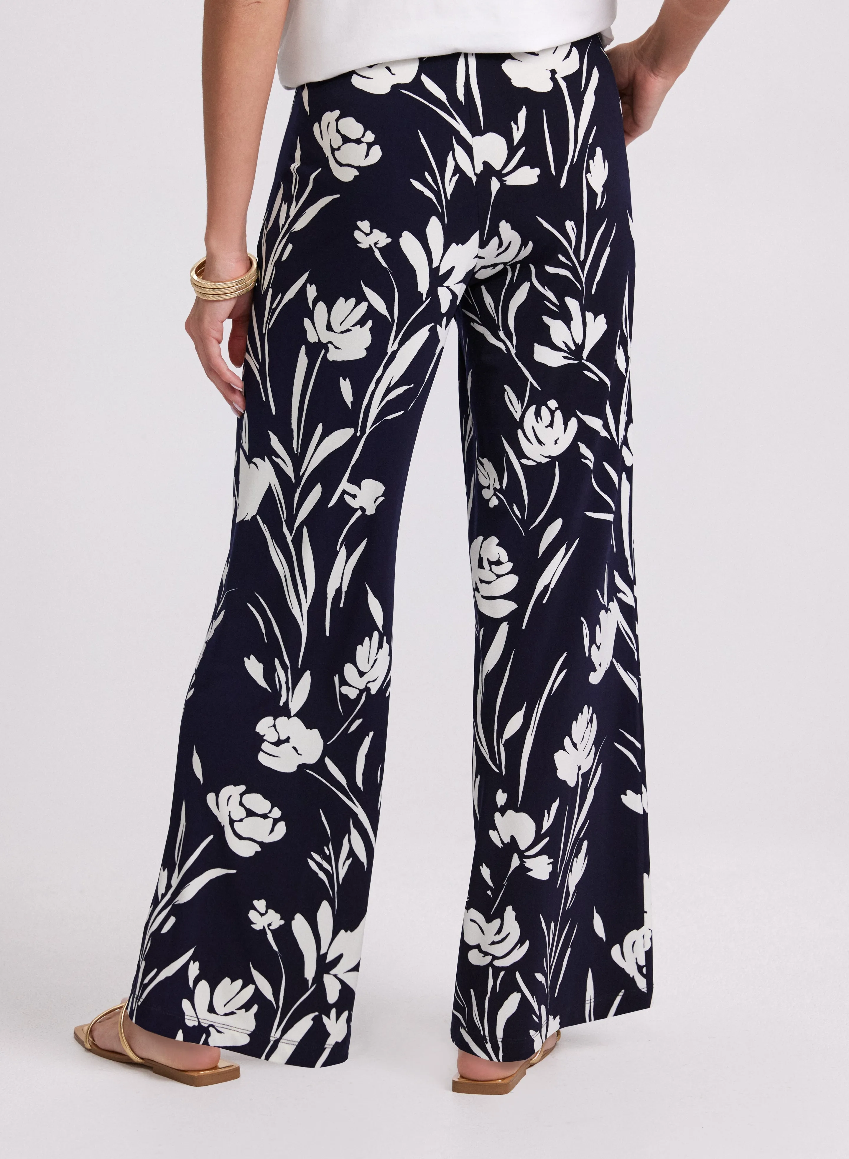 Wide-Leg Floral Print Pants