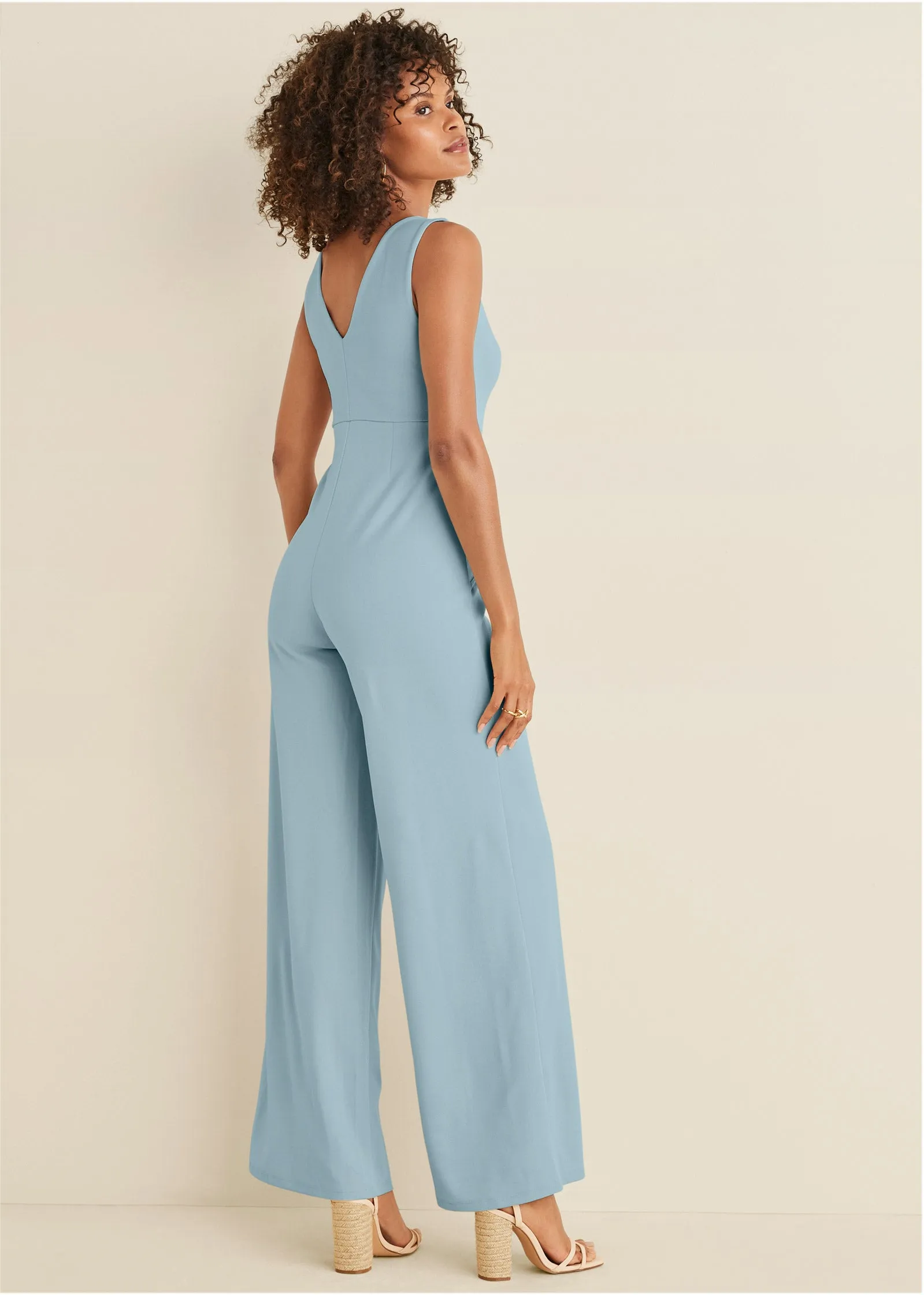 Wide Leg Jumpsuit - Light Blue