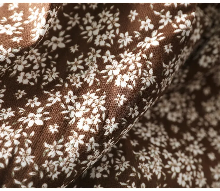 Women Spring Vintage Printed Floral Cotton A-Line Skirt
