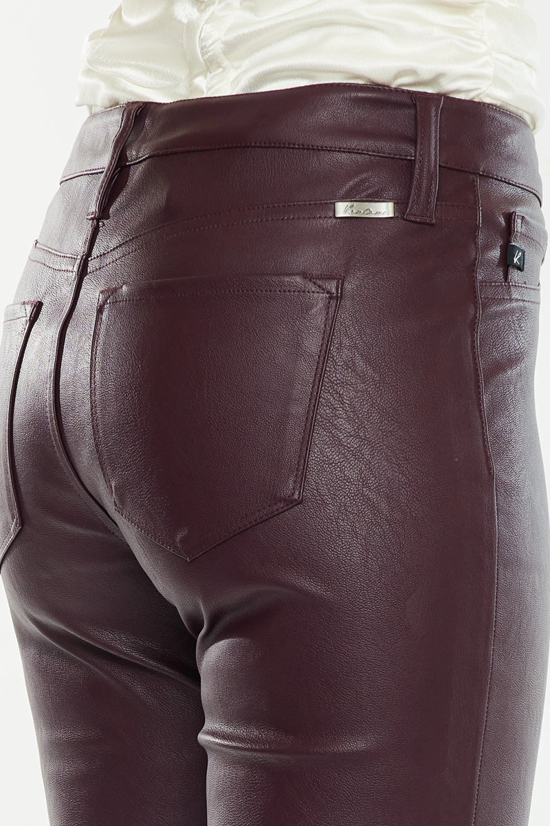 Yoko Mid Rise Faux Leather Bootcut Pants