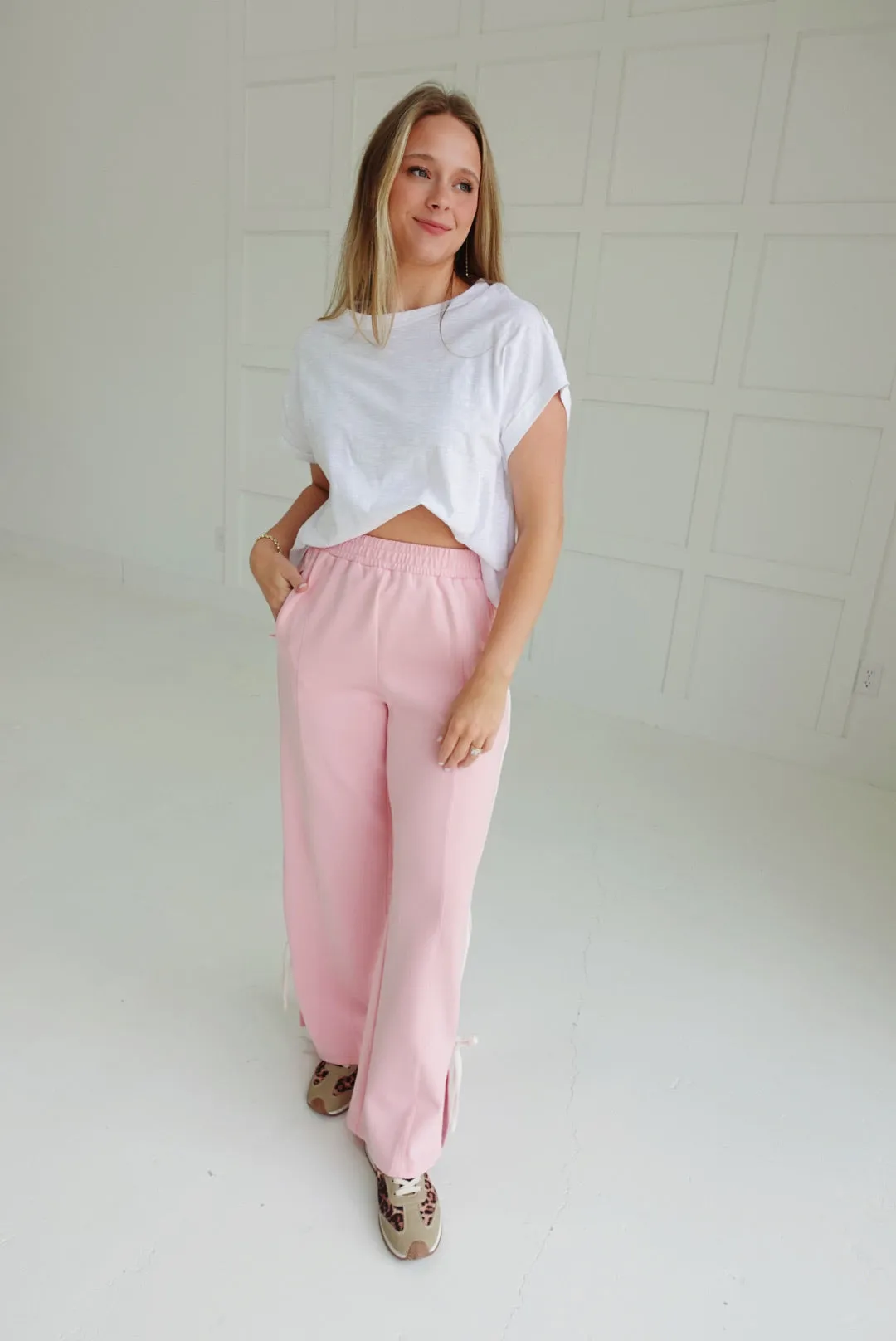 Zandra Track Pants - Pink/White