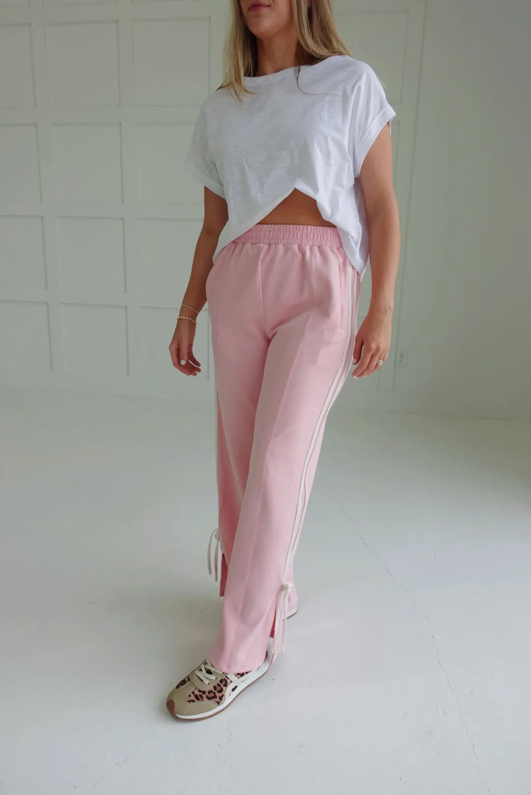 Zandra Track Pants - Pink/White