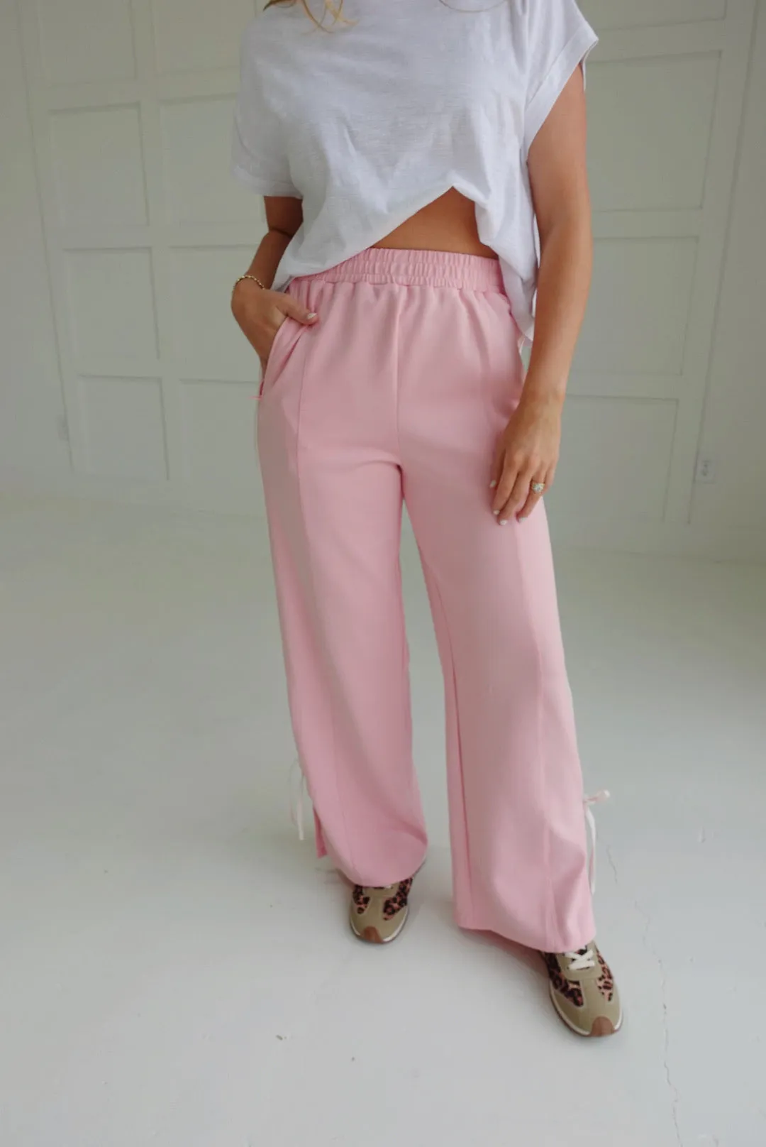 Zandra Track Pants - Pink/White